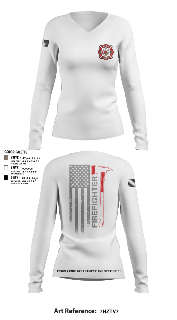 Women's Long Sleeve Vneck Shirt, enigma, station 21, Fire Department, Teamtime, Team time, sublimation, custom sports apparel, team uniforms, spirit wear, spiritwear, sports uniforms, custom shirts, team store, custom team store, fundraiser sports, apparel fundraiser