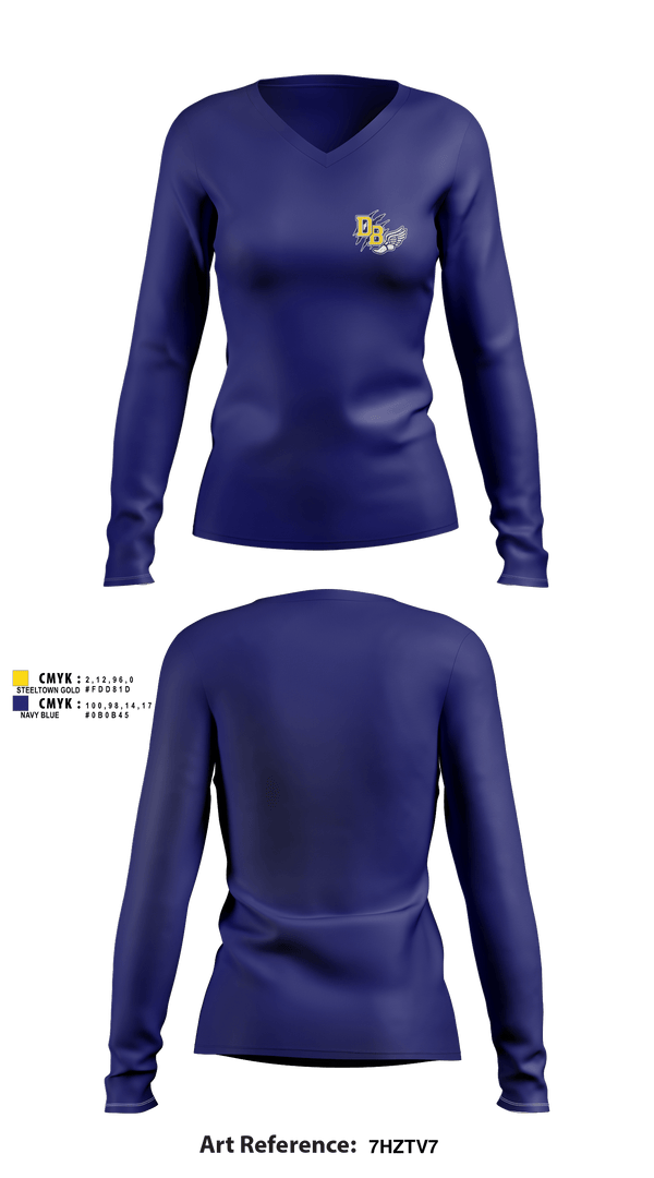 Women's Long Sleeve Vneck Shirt, David Brearley High School Track, Track & Field, Teamtime, Team time, sublimation, custom sports apparel, team uniforms, spirit wear, spiritwear, sports uniforms, custom shirts, team store, custom team store, fundraiser sports, apparel fundraiser