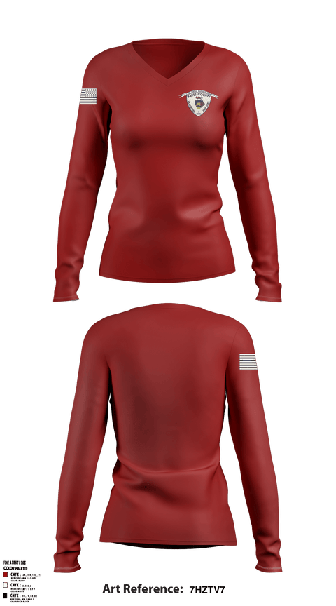 Women's Long Sleeve Vneck Shirt, , Fire Department, Teamtime, Team time, sublimation, custom sports apparel, team uniforms, spirit wear, spiritwear, sports uniforms, custom shirts, team store, custom team store, fundraiser sports, apparel fundraiser