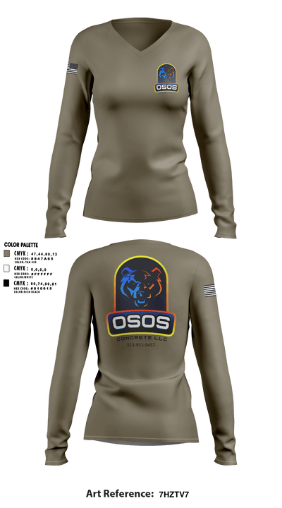 OSOS CONCRETE LLC 97572921 Women's Long Sleeve V-neck Shirt - 32