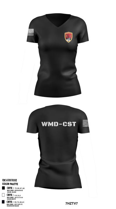 24th WMD-CST 54674045 Women's Short Sleeve V-neck Shirt - 3