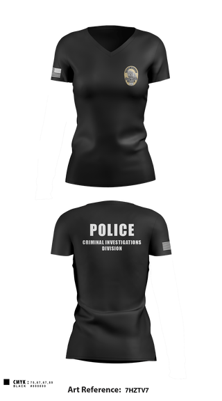 Women's Short Sleeve Vneck Shirt, POLICE CRIMINAL INVESTIGATIONS DIVISION, , Teamtime, Team time, sublimation, custom sports apparel, team uniforms, spirit wear, spiritwear, sports uniforms, custom shirts, team store, custom team store, fundraiser sports, apparel fundraiser
