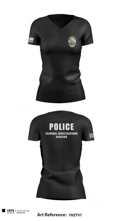 POLICE CRIMINAL INVESTIGATIONS DIVISION 56633419 Women's Short Sleeve V-neck Shirt - 3