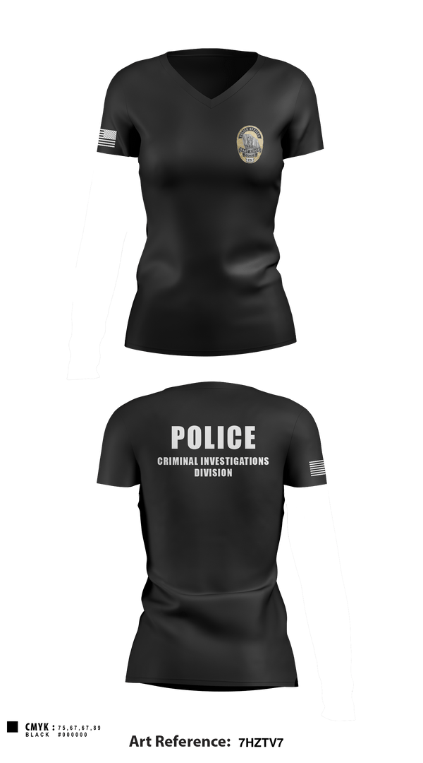 Women's Short Sleeve Vneck Shirt, POLICE CRIMINAL INVESTIGATIONS DIVISION, , Teamtime, Team time, sublimation, custom sports apparel, team uniforms, spirit wear, spiritwear, sports uniforms, custom shirts, team store, custom team store, fundraiser sports, apparel fundraiser