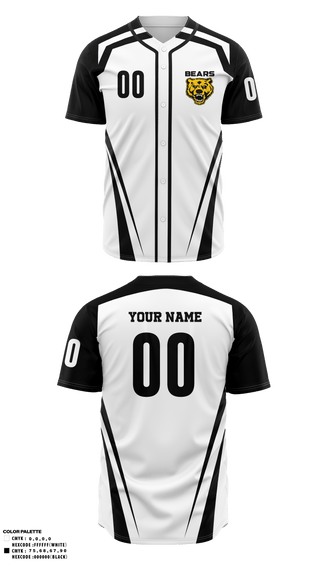 Full Button Baseball Jersey, Bears, Baseball, Teamtime, Team time, sublimation, custom sports apparel, team uniforms, spirit wear, spiritwear, sports uniforms, custom shirts, team store, custom team store, fundraiser sports, apparel fundraiser