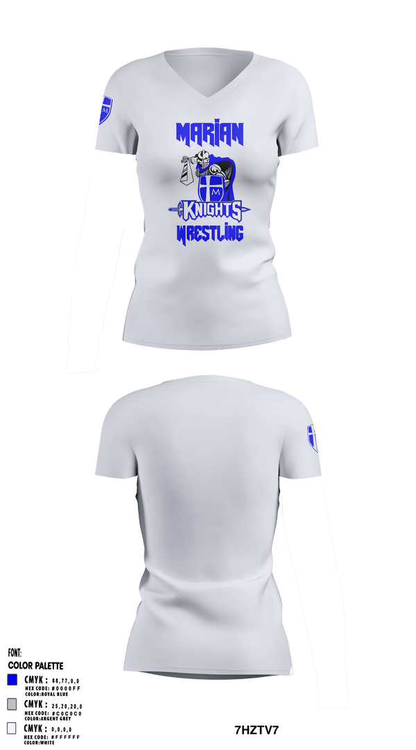 Women's Short Sleeve Vneck Shirt, Marian High School Wrestling, Wrestling, Teamtime, Team time, sublimation, custom sports apparel, team uniforms, spirit wear, spiritwear, sports uniforms, custom shirts, team store, custom team store, fundraiser sports, apparel fundraiser