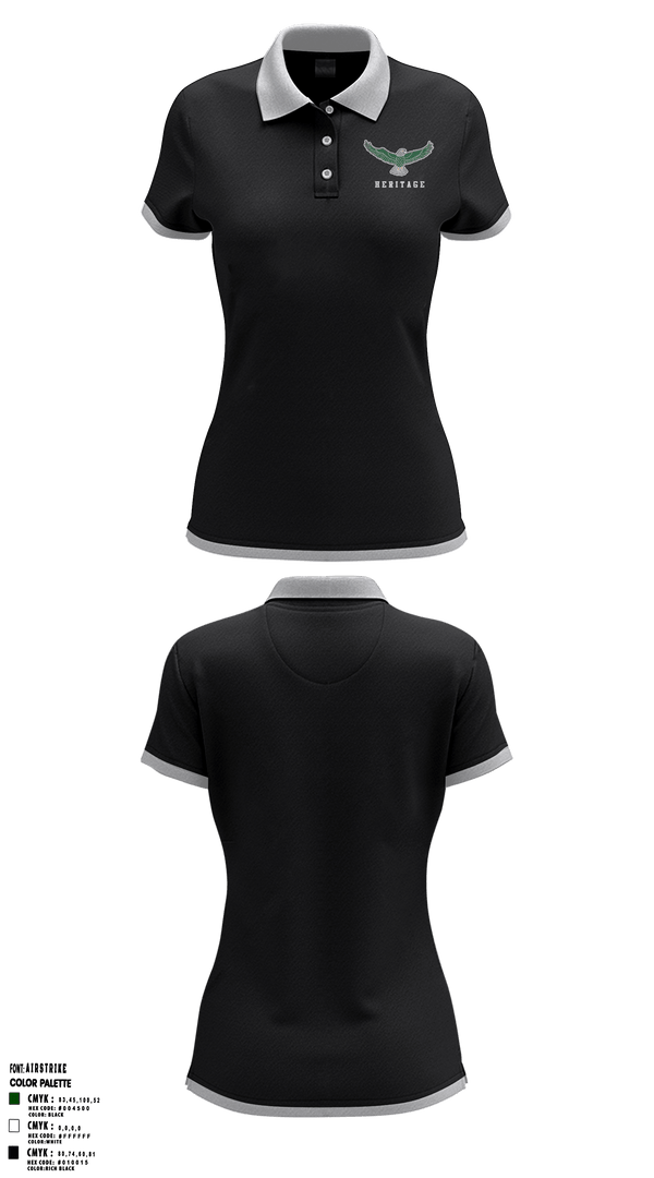 Women's Short Sleeve Performance Polo, Heritage Elementary School, Spirit Store, Teamtime, Team time, sublimation, custom sports apparel, team uniforms, spirit wear, spiritwear, sports uniforms, custom shirts, team store, custom team store, fundraiser sports, apparel fundraiser
