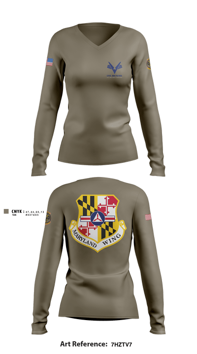 Towson Composite Squadron 17976164 Women's Long Sleeve V-neck Shirt - 2