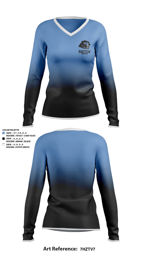 Women's Long Sleeve Vneck Shirt, Paetow High School Tennis, Tennis, Teamtime, Team time, sublimation, custom sports apparel, team uniforms, spirit wear, spiritwear, sports uniforms, custom shirts, team store, custom team store, fundraiser sports, apparel fundraiser