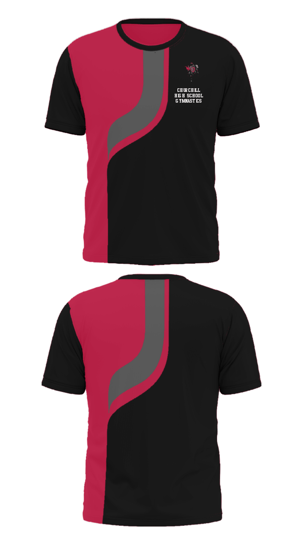Short Sleeve Performance Shirt, Churchill High School Gymnastics, Cheer, Teamtime, Team time, sublimation, custom sports apparel, team uniforms, spirit wear, spiritwear, sports uniforms, custom shirts, team store, custom team store, fundraiser sports, apparel fundraiser