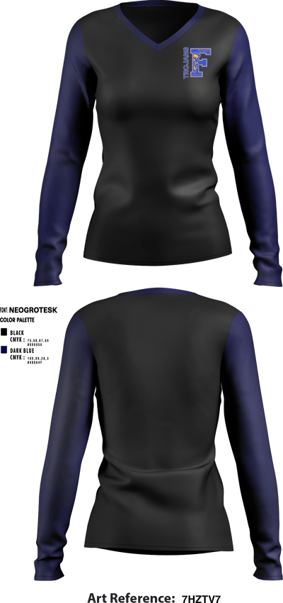 Fickett Elementary School 29211546 Women's Long Sleeve V-neck Shirt - 1
