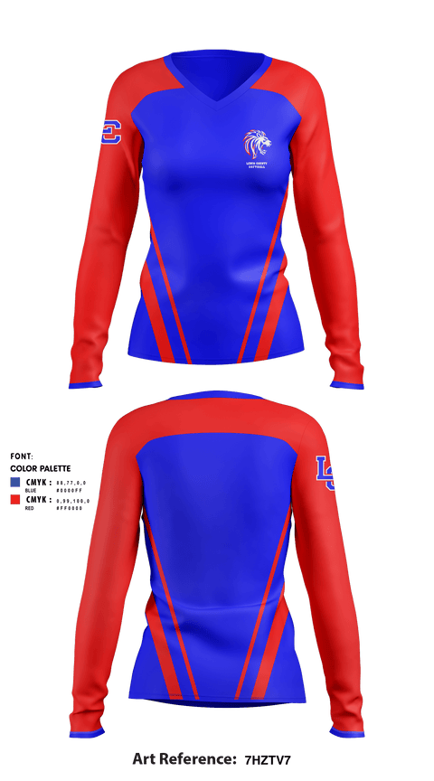 Women's Long Sleeve Vneck Shirt, Lewis County High School Softball, Softball, Teamtime, Team time, sublimation, custom sports apparel, team uniforms, spirit wear, spiritwear, sports uniforms, custom shirts, team store, custom team store, fundraiser sports, apparel fundraiser