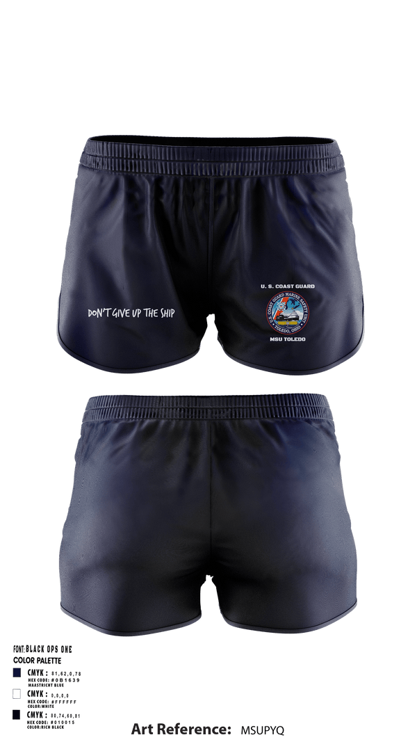 Women's Shorts, MSU Toledo, Coast Guard, Teamtime, Team time, sublimation, custom sports apparel, team uniforms, spirit wear, spiritwear, sports uniforms, custom shirts, team store, custom team store, fundraiser sports, apparel fundraiser