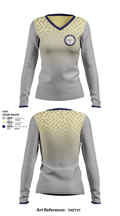 Women's Long Sleeve Vneck Shirt, Brooklane Baptist Academy, Spirit Store, Teamtime, Team time, sublimation, custom sports apparel, team uniforms, spirit wear, spiritwear, sports uniforms, custom shirts, team store, custom team store, fundraiser sports, apparel fundraiser