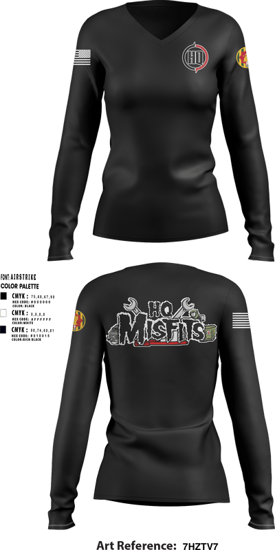 591st MP CO HQ PLT 28103844 Women's Long Sleeve V-neck Shirt - 1