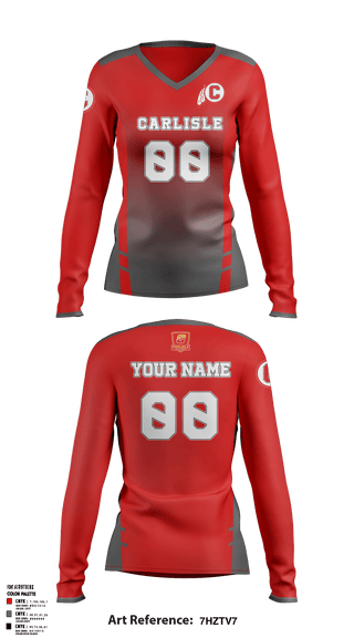 Women's Long Sleeve Vneck Shirt, Carlisle Senior High School Volleyball, Women's Volleyball, Teamtime, Team time, sublimation, custom sports apparel, team uniforms, spirit wear, spiritwear, sports uniforms, custom shirts, team store, custom team store, fundraiser sports, apparel fundraiser
