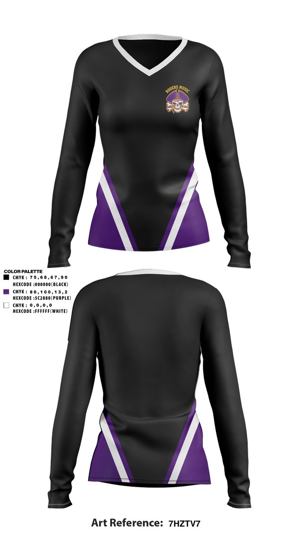 Women's Long Sleeve Vneck Shirt, Rogers Music, Spirit Store, Teamtime, Team time, sublimation, custom sports apparel, team uniforms, spirit wear, spiritwear, sports uniforms, custom shirts, team store, custom team store, fundraiser sports, apparel fundraiser