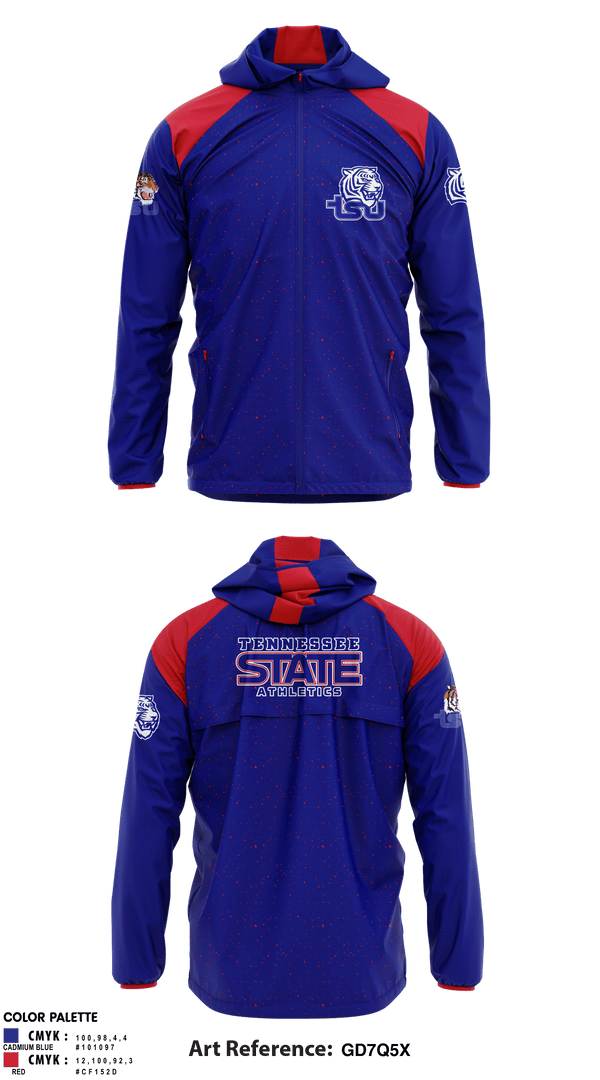Windbreaker, Tennessee State University Cheer, Cheer, Teamtime, Team time, sublimation, custom sports apparel, team uniforms, spirit wear, spiritwear, sports uniforms, custom shirts, team store, custom team store, fundraiser sports, apparel fundraiser