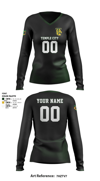 Temple City High School Volleyball 8349328 Women's Long Sleeve V-neck Shirt - 3