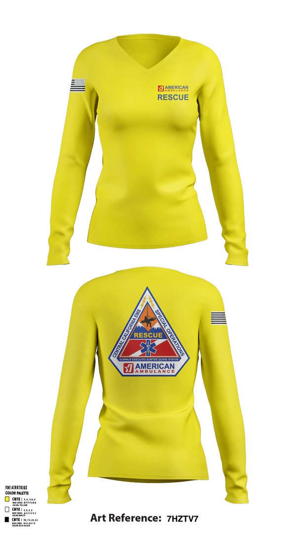 Women's Long Sleeve Vneck Shirt, American Ambulance Rescue, , Teamtime, Team time, sublimation, custom sports apparel, team uniforms, spirit wear, spiritwear, sports uniforms, custom shirts, team store, custom team store, fundraiser sports, apparel fundraiser