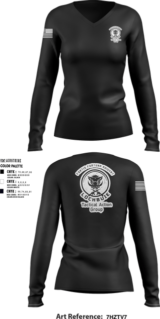 Women's Long Sleeve Vneck Shirt, Lochbuie PD TAG, Police, Teamtime, Team time, sublimation, custom sports apparel, team uniforms, spirit wear, spiritwear, sports uniforms, custom shirts, team store, custom team store, fundraiser sports, apparel fundraiser