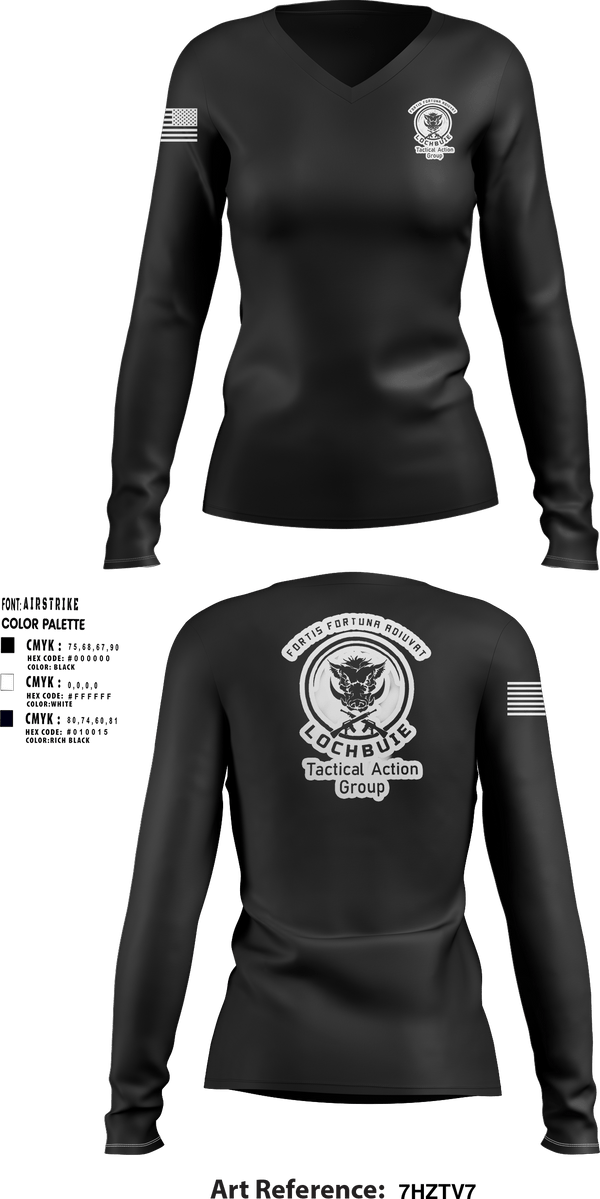 Women's Long Sleeve Vneck Shirt, Lochbuie PD TAG, Police, Teamtime, Team time, sublimation, custom sports apparel, team uniforms, spirit wear, spiritwear, sports uniforms, custom shirts, team store, custom team store, fundraiser sports, apparel fundraiser