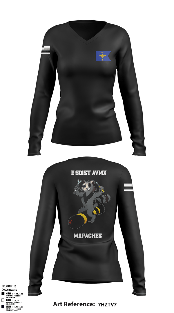 Women's Long Sleeve Vneck Shirt, E 501st 1 AD, CAB AVMX, Army, Teamtime, Team time, sublimation, custom sports apparel, team uniforms, spirit wear, spiritwear, sports uniforms, custom shirts, team store, custom team store, fundraiser sports, apparel fundraiser