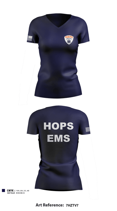 HOPS EMS 88989109 Women's Short Sleeve V-neck Shirt - 3