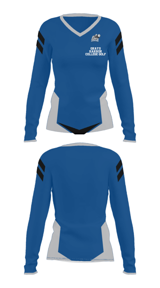 Women's Long Sleeve Vneck Shirt, Grays Harbor College Golf, Golf, Teamtime, Team time, sublimation, custom sports apparel, team uniforms, spirit wear, spiritwear, sports uniforms, custom shirts, team store, custom team store, fundraiser sports, apparel fundraiser