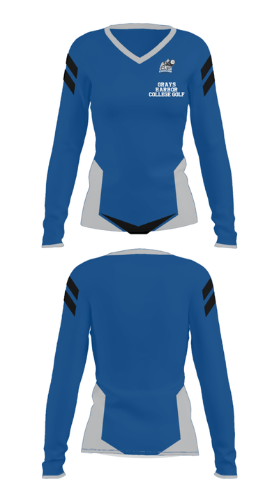 Grays Harbor College Golf 52789245 Women's Long Sleeve V-neck Shirt - 15