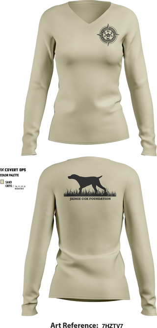 Women's Long Sleeve Vneck Shirt, Jaimie Cox Foundation, , Teamtime, Team time, sublimation, custom sports apparel, team uniforms, spirit wear, spiritwear, sports uniforms, custom shirts, team store, custom team store, fundraiser sports, apparel fundraiser