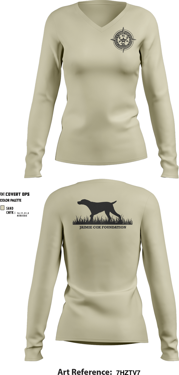Women's Long Sleeve Vneck Shirt, Jaimie Cox Foundation, , Teamtime, Team time, sublimation, custom sports apparel, team uniforms, spirit wear, spiritwear, sports uniforms, custom shirts, team store, custom team store, fundraiser sports, apparel fundraiser