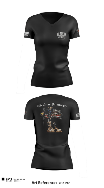18th FA BDE Airborne 33985132 Women's Short Sleeve V-neck Shirt - 1