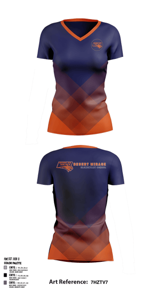 Women's Short Sleeve Vneck Shirt, Desert Mirage Elementary School, Spirit Store, Teamtime, Team time, sublimation, custom sports apparel, team uniforms, spirit wear, spiritwear, sports uniforms, custom shirts, team store, custom team store, fundraiser sports, apparel fundraiser