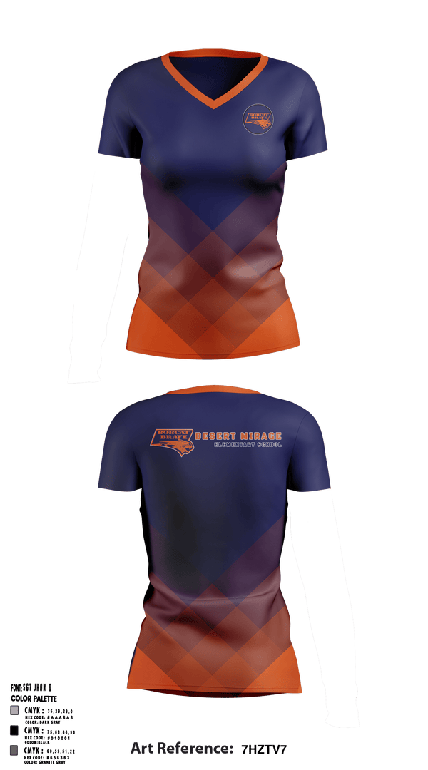 Women's Short Sleeve Vneck Shirt, Desert Mirage Elementary School, Spirit Store, Teamtime, Team time, sublimation, custom sports apparel, team uniforms, spirit wear, spiritwear, sports uniforms, custom shirts, team store, custom team store, fundraiser sports, apparel fundraiser
