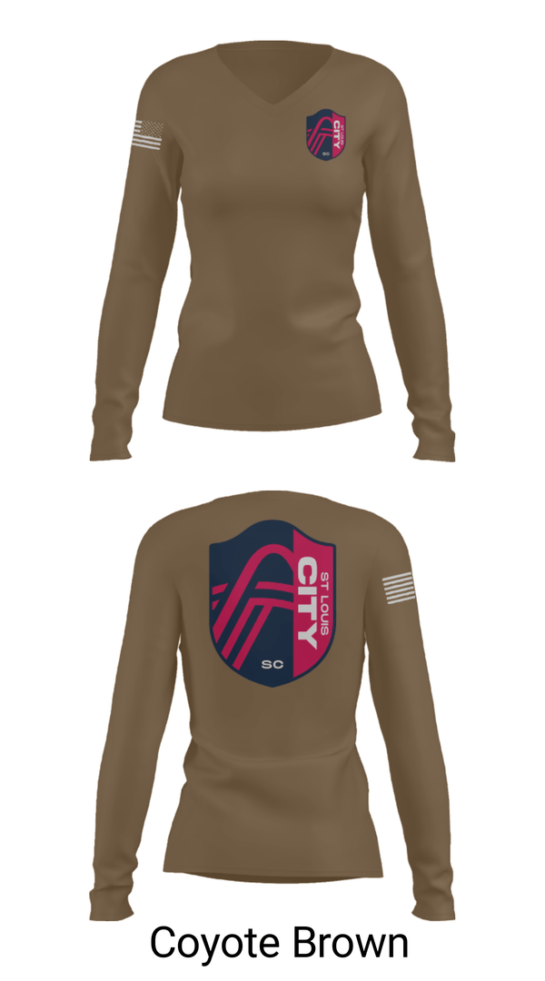 Women's Long Sleeve Vneck Shirt, , Army, Teamtime, Team time, sublimation, custom sports apparel, team uniforms, spirit wear, spiritwear, sports uniforms, custom shirts, team store, custom team store, fundraiser sports, apparel fundraiser