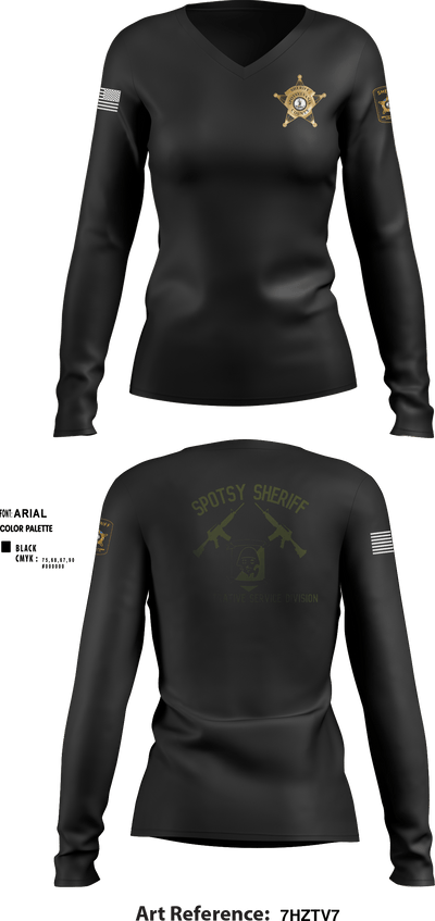 ASD 85875473 Women's Long Sleeve V-neck Shirt - 1