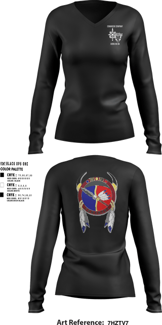 Women's Long Sleeve Vneck Shirt, Comanche, 309th MI BN, , Teamtime, Team time, sublimation, custom sports apparel, team uniforms, spirit wear, spiritwear, sports uniforms, custom shirts, team store, custom team store, fundraiser sports, apparel fundraiser