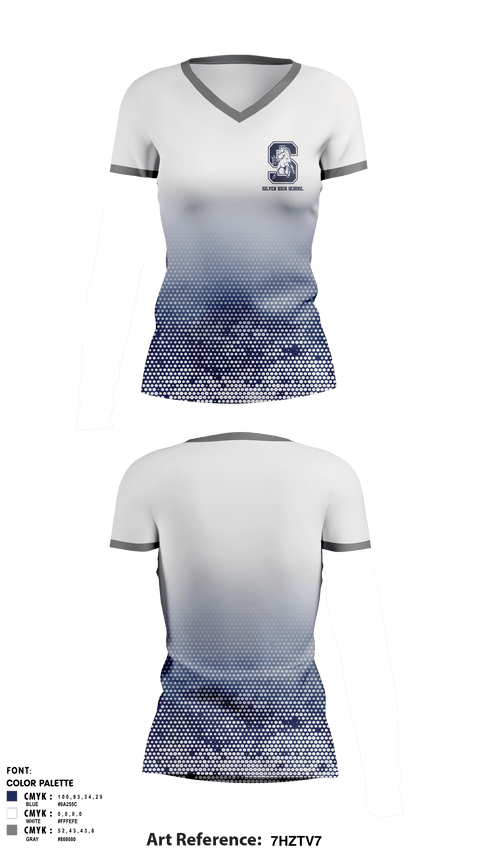 Women's Short Sleeve Vneck Shirt, Silver High School, Spirit Store, Teamtime, Team time, sublimation, custom sports apparel, team uniforms, spirit wear, spiritwear, sports uniforms, custom shirts, team store, custom team store, fundraiser sports, apparel fundraiser