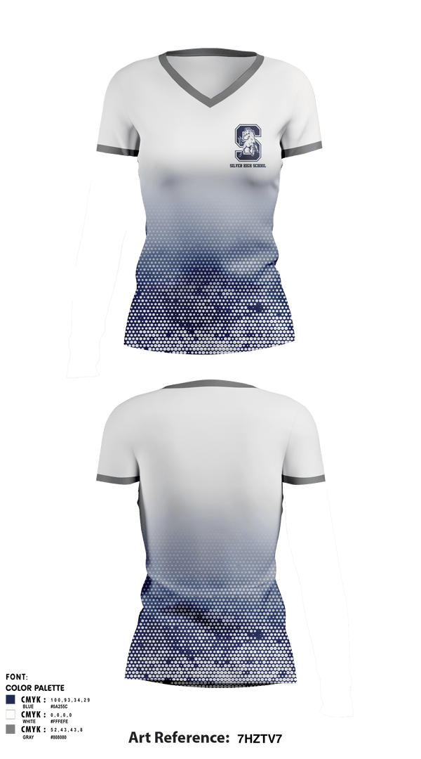 Women's Short Sleeve Vneck Shirt, Silver High School, Spirit Store, Teamtime, Team time, sublimation, custom sports apparel, team uniforms, spirit wear, spiritwear, sports uniforms, custom shirts, team store, custom team store, fundraiser sports, apparel fundraiser