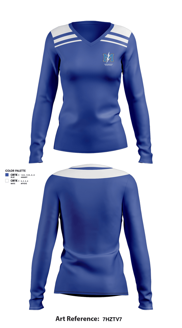 Women's Long Sleeve Vneck Shirt, Martinsville Senior High School Basketball, Women's Basketball, Teamtime, Team time, sublimation, custom sports apparel, team uniforms, spirit wear, spiritwear, sports uniforms, custom shirts, team store, custom team store, fundraiser sports, apparel fundraiser