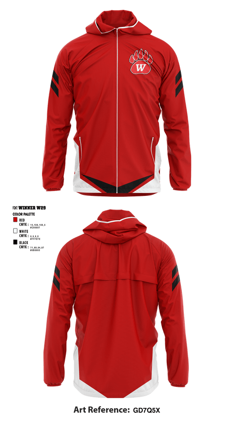 Windbreaker, Wadsworth High School Gymnastics, Spirit Store, Teamtime, Team time, sublimation, custom sports apparel, team uniforms, spirit wear, spiritwear, sports uniforms, custom shirts, team store, custom team store, fundraiser sports, apparel fundraiser