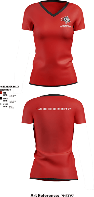 Women's Short Sleeve Vneck Shirt, San Miguel Elementary School, , Teamtime, Team time, sublimation, custom sports apparel, team uniforms, spirit wear, spiritwear, sports uniforms, custom shirts, team store, custom team store, fundraiser sports, apparel fundraiser