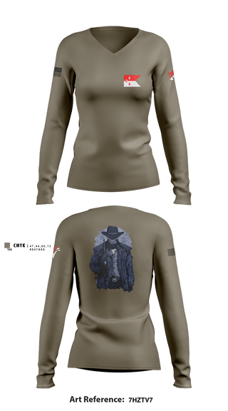 Women's Long Sleeve Vneck Shirt, 2-6 Cav A Trp, Army, Teamtime, Team time, sublimation, custom sports apparel, team uniforms, spirit wear, spiritwear, sports uniforms, custom shirts, team store, custom team store, fundraiser sports, apparel fundraiser