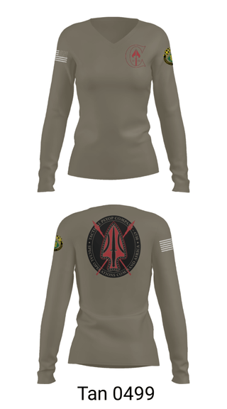 Women's Long Sleeve Vneck Shirt, , Army, Teamtime, Team time, sublimation, custom sports apparel, team uniforms, spirit wear, spiritwear, sports uniforms, custom shirts, team store, custom team store, fundraiser sports, apparel fundraiser