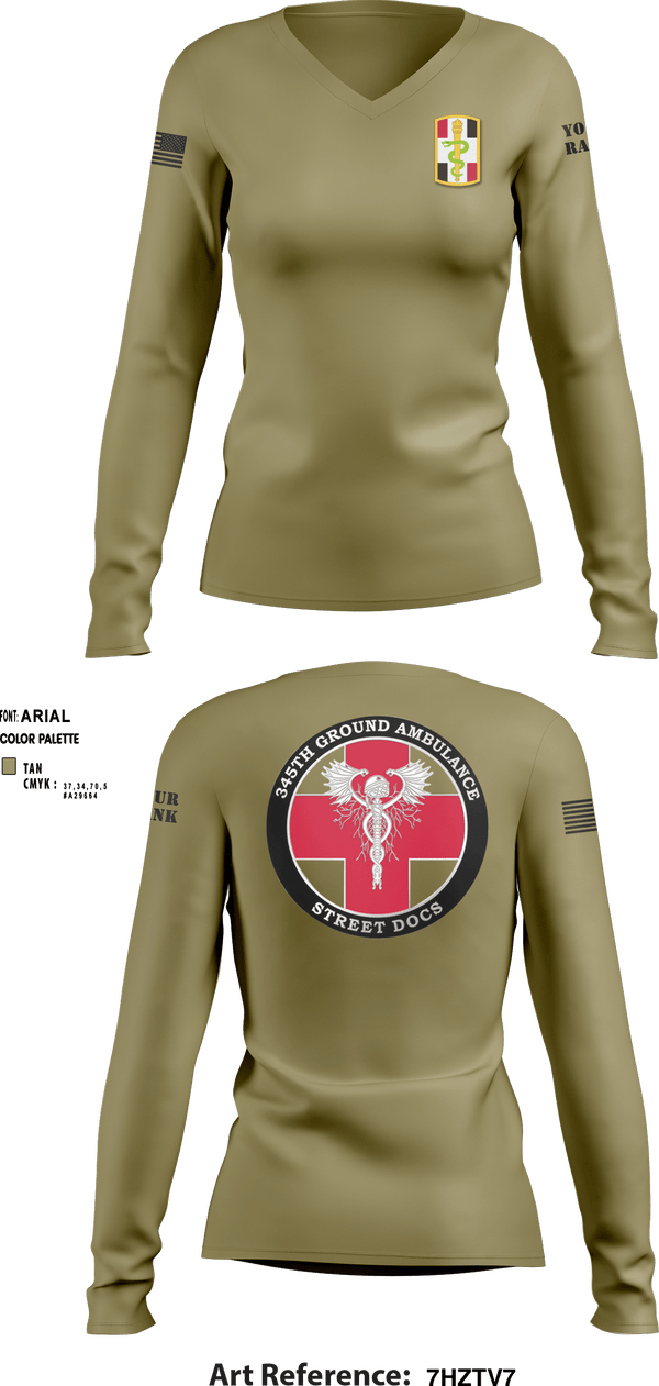 Women's Long Sleeve Vneck Shirt, , Army, Teamtime, Team time, sublimation, custom sports apparel, team uniforms, spirit wear, spiritwear, sports uniforms, custom shirts, team store, custom team store, fundraiser sports, apparel fundraiser