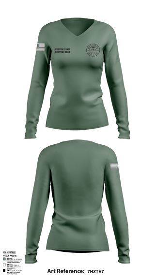 Women's Long Sleeve Vneck Shirt, South Carolina State Guard, , Teamtime, Team time, sublimation, custom sports apparel, team uniforms, spirit wear, spiritwear, sports uniforms, custom shirts, team store, custom team store, fundraiser sports, apparel fundraiser