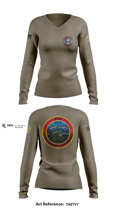 A Co, 2-13th AVN REGT 95713396 Women's Long Sleeve V-neck Shirt - 2