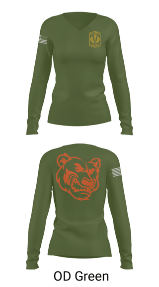 Women's Long Sleeve Vneck Shirt, , Army, Teamtime, Team time, sublimation, custom sports apparel, team uniforms, spirit wear, spiritwear, sports uniforms, custom shirts, team store, custom team store, fundraiser sports, apparel fundraiser