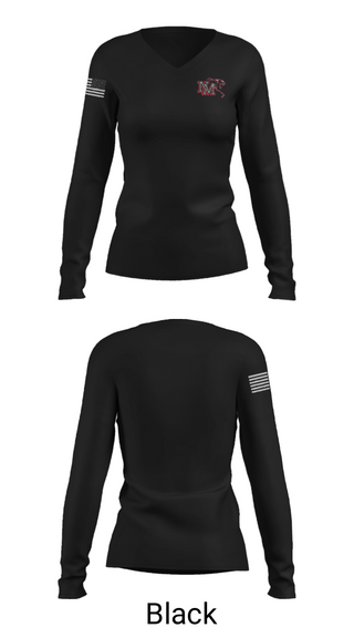 Women's Long Sleeve Vneck Shirt, New Manchester High School, Spirit Store, Teamtime, Team time, sublimation, custom sports apparel, team uniforms, spirit wear, spiritwear, sports uniforms, custom shirts, team store, custom team store, fundraiser sports, apparel fundraiser